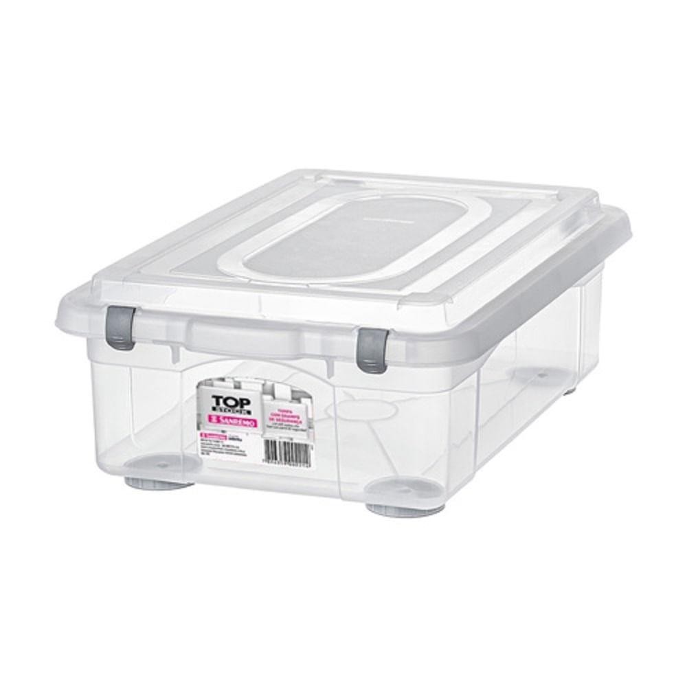 Caixa Organizadora Plástica Transparente 28,2L Sanremo em Oferta na Shopee