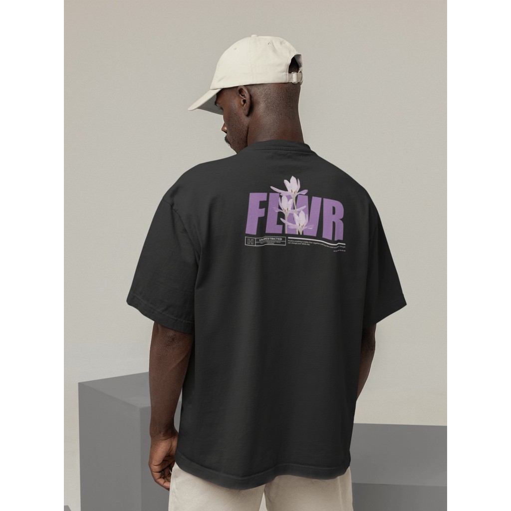 Camisa Camiseta Oversized Streetwear Masculino Urbano Treino Dia a Dia Preto e Off Whte Estampado - FLWR