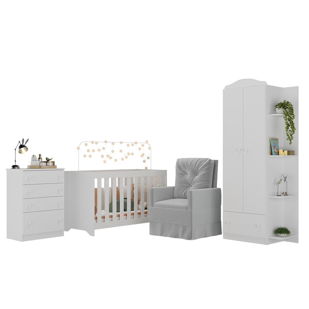 Quarto Infantil Completo Multimóveis MP4068 com Poltrona de Amamentação, 3 Anos de Garantia em Oferta na Shopee