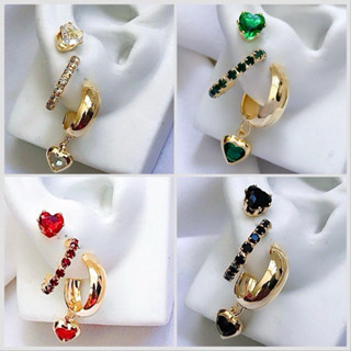 Trio de Brincos folheados delicados elegante várias cores dourado ou prata em Oferta na Shopee