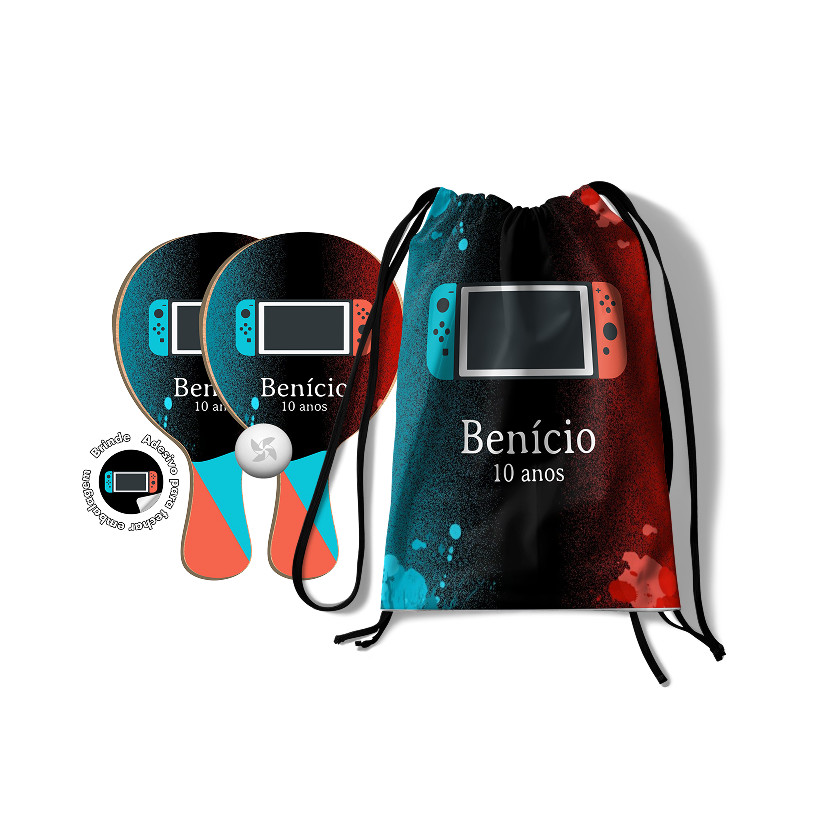 7/10/15/20/25 Kit Mochilinha e Raquetes Ping Pong - Game Nintendo