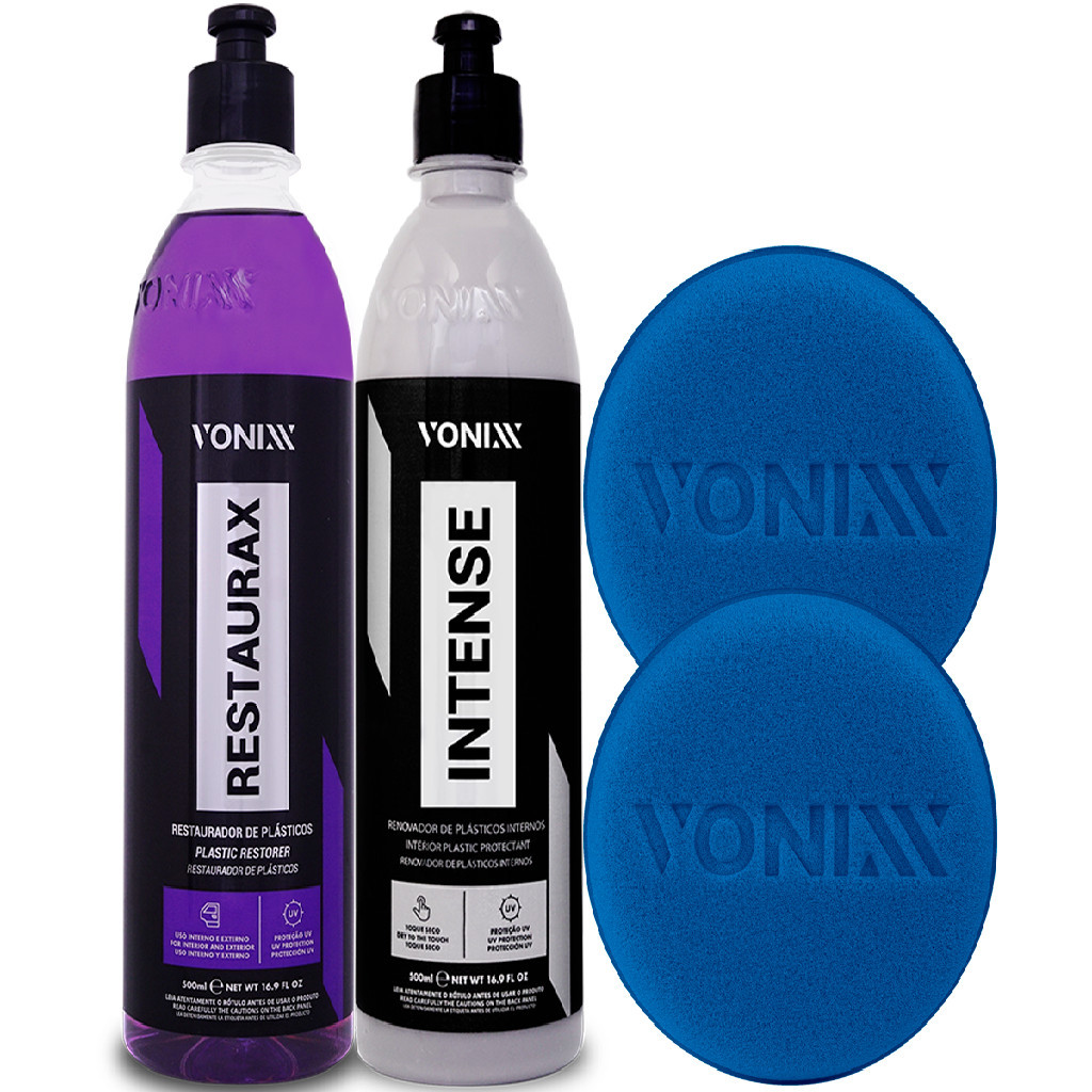 Kit Restaurax 500ml + Intense 500ml + 2 Aplicador De Espuma Restauração Interna e Externa Vonixx