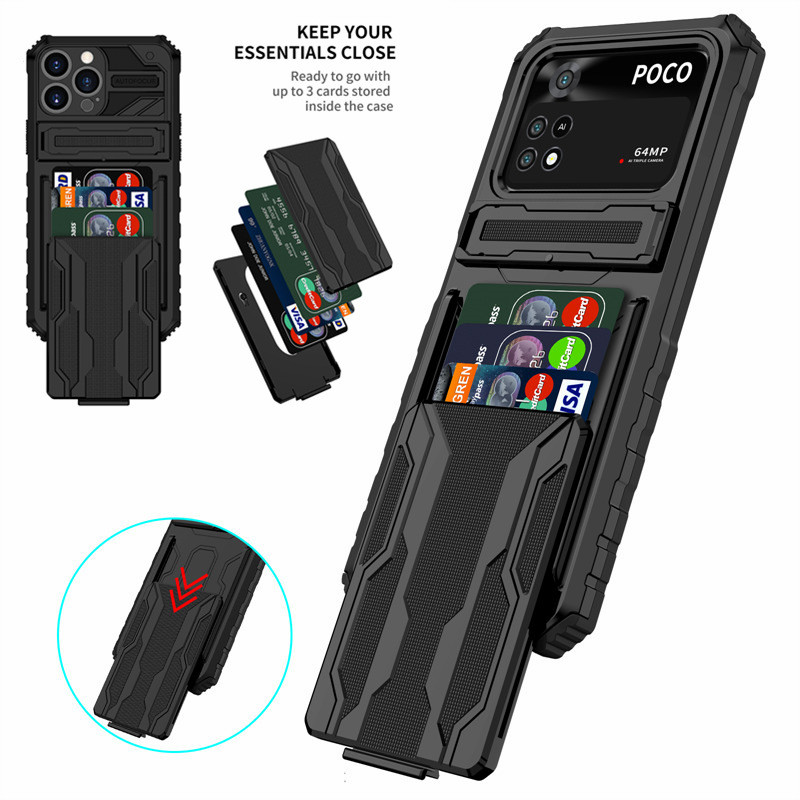 Capa De Suporte Para Slots De Cartão De Armadura Anti-Queda XIAOMI Poco X6 X5 X4 Pro 5G X3 M4 M3 C40 em Oferta na Shopee