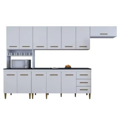 Cozinha Completa 12 Portas 3 Gavetas Atenas Kaiki Moveis Branco