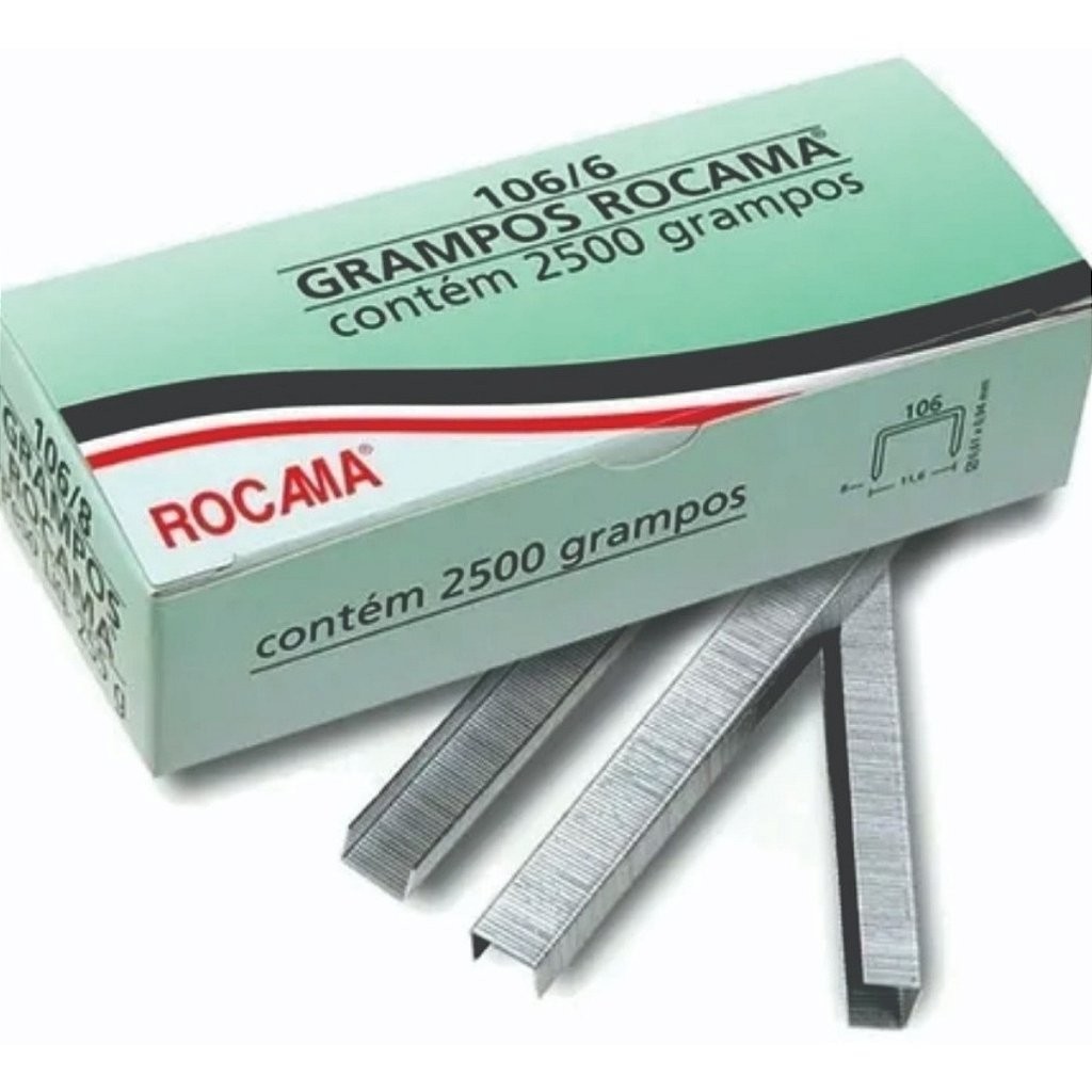 1 Caixa Grampo Polido Rocama 106 / 6 MM Galvanizado Grampeador Profissional
