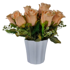 Kit Vaso com Buque de Flores Artificial Mc Flores