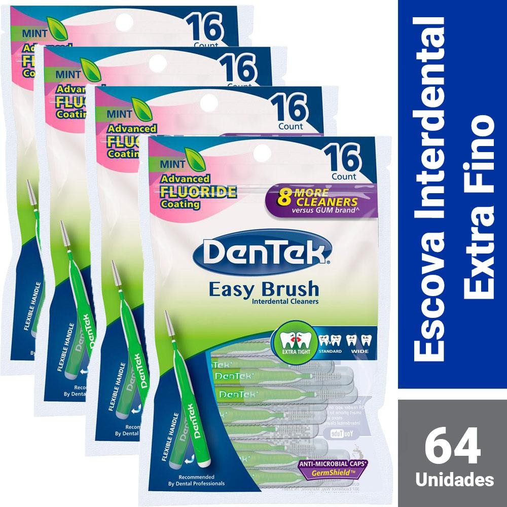 Kit Escova Interdental DenTek Easy Brush Fino com 64 unidades em Oferta na Shopee