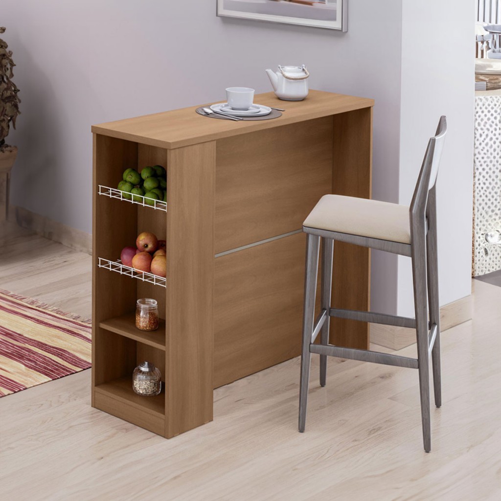 Bancada Ilha para Cozinha Telasul 120 Cm com Fruteira Freijó em Oferta na Shopee