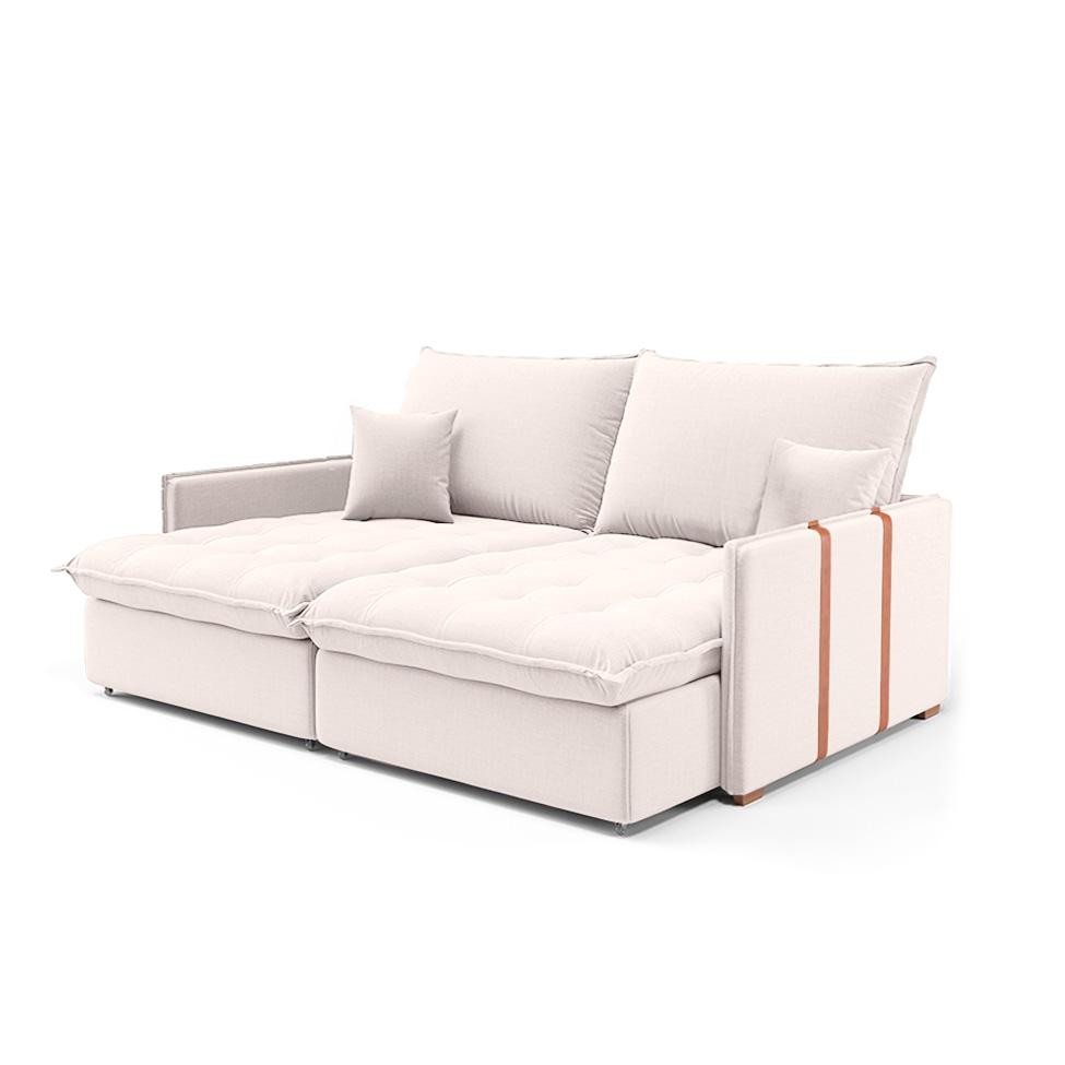 Sofá Retrátil Sem Caixa 3 lugares Solomons Linho Cru 180 cm em Oferta na Shopee