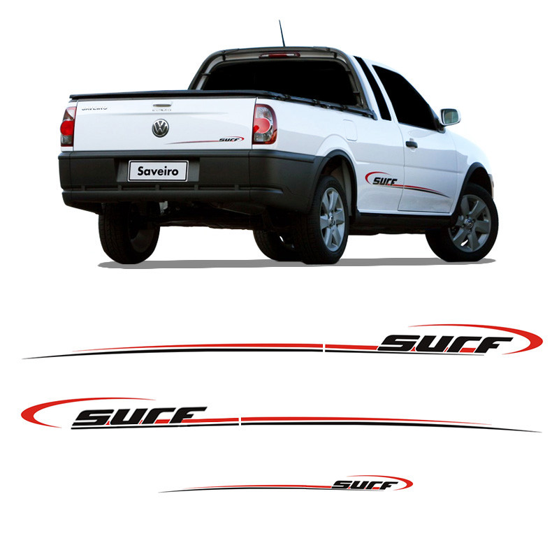 Kit Adesivo Lateral Saveiro Parati Surf Preto Vermelho 2008 em Oferta na Shopee