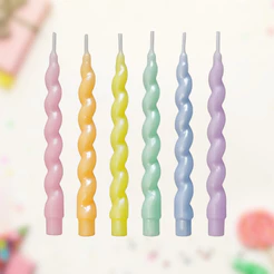 Vela Palito Espiral Metalizada Colorida Candy - 8cm - 6 unidades - Silver Festas - Rizzo