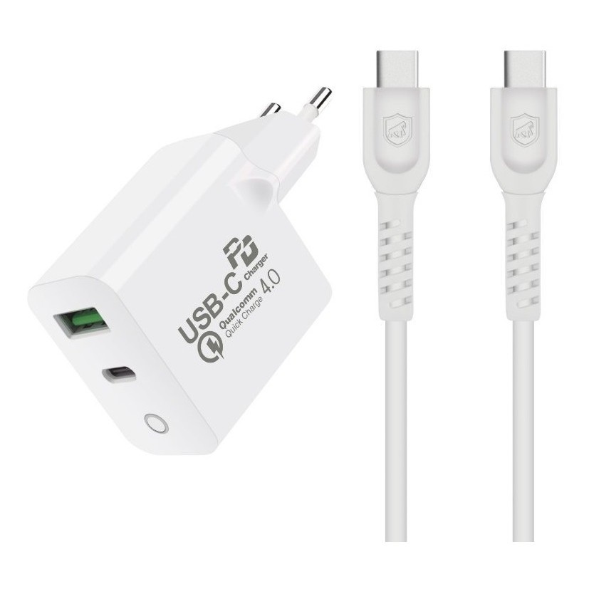 Carregador Turbo Delivery 4.0 + Cabo Tipo C Gshield – Power Delivery 20W e Qualcomm 3.0 - Mobile & Gadgets