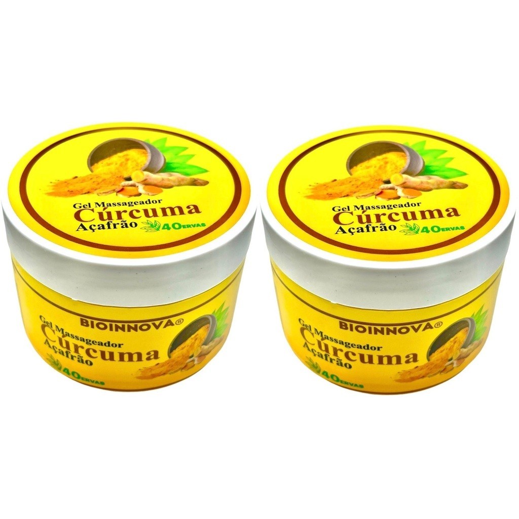 Kit 2 Gel Massageador Cúrcuma Açafrão 40 Ervas 250g - Bioinnova em Oferta na Shopee