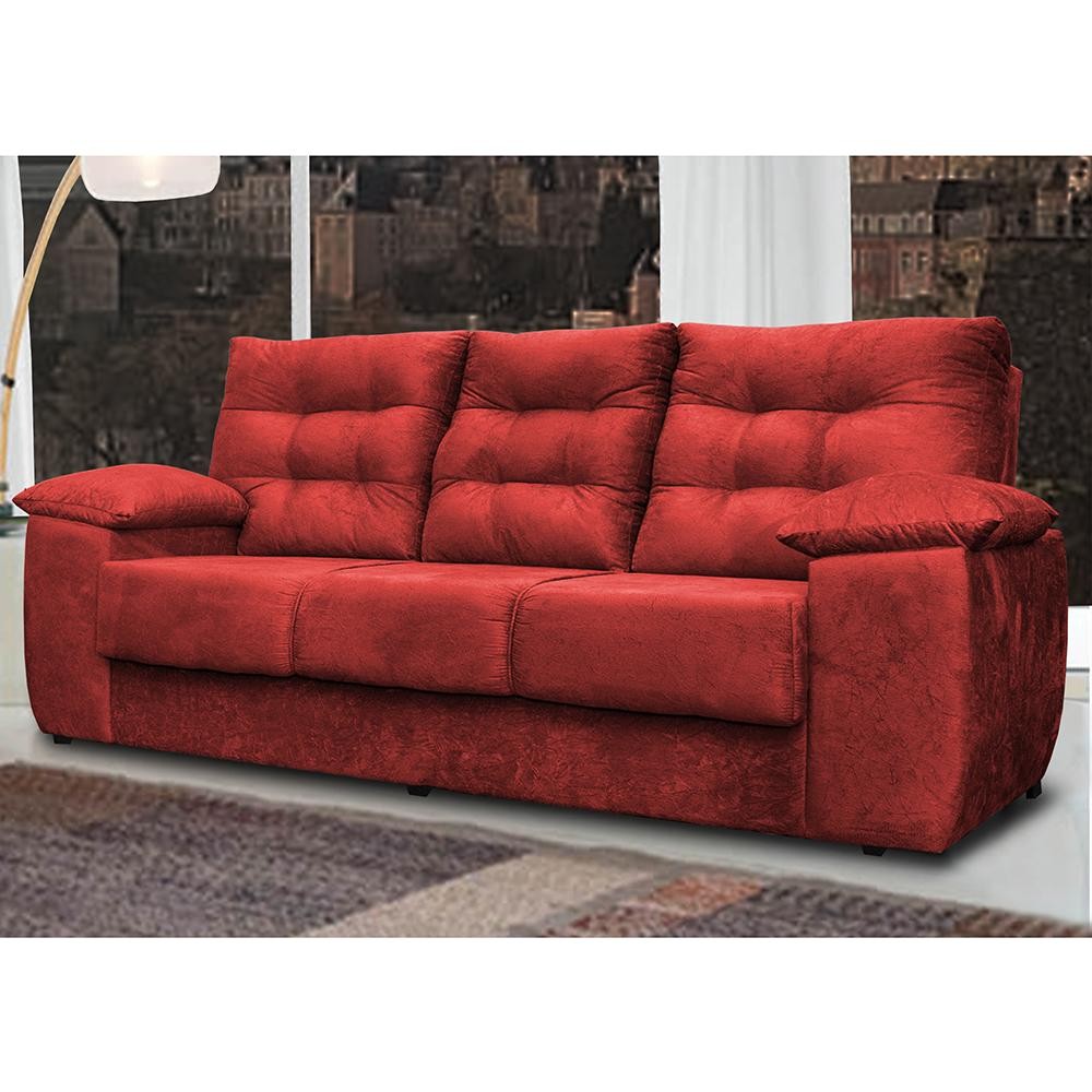Sofá Luxemburgo 3 Lugares 2,02m Tecido Suede Vermelho em Oferta na Shopee