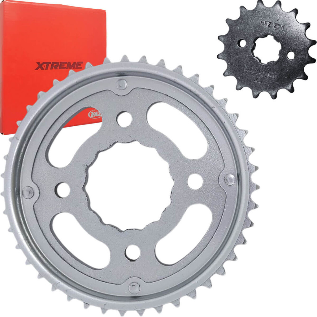 Kit Coroa Pinhão Honda Cg Titan 150/ Fan 150/ Mix 150/ Job-Cargo 150 2004 a 2015 Reforçado Vaz
