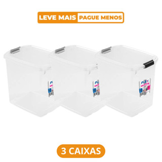 Kit 3 Caixa Organizadora Transparente 14L Flex Sanremo em Oferta na Shopee