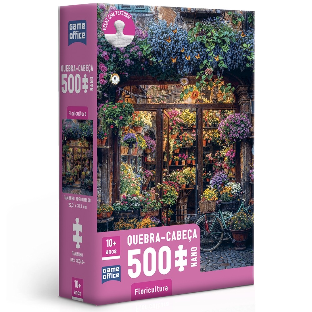 QUEBRA CABEÇA NANO FLORICULTURA 500 PEÇAS PEQUENAS TOYSTER GAME OFFICE FLORES COR BICICLETA IA MINI - Mom & Baby