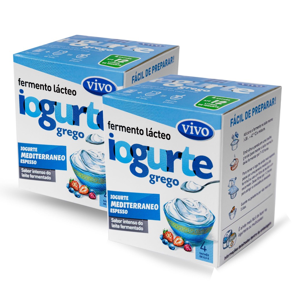 Fermento Lácteo Iogurte Grego VIVO (2 Unidades) em Oferta na Shopee