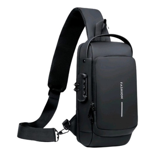 Mochila Transversal Antifurto com Cadeado e USB – Impermeável e Estilosa