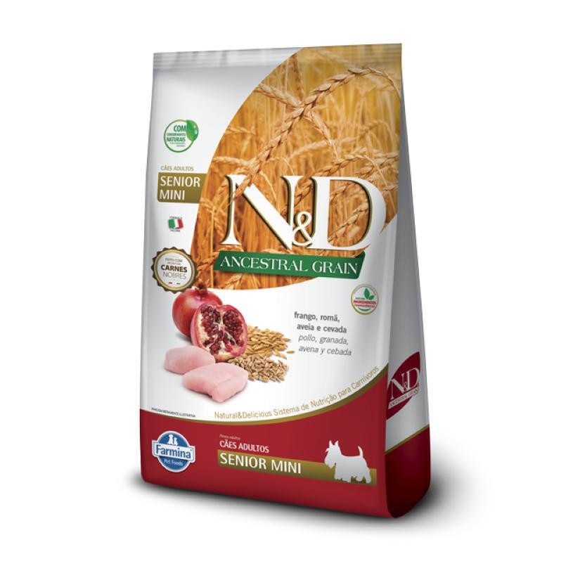 Ração 2,5kg N&D Ancestral Grain Cães Sênior de Raças Pequenas Frango e Romã