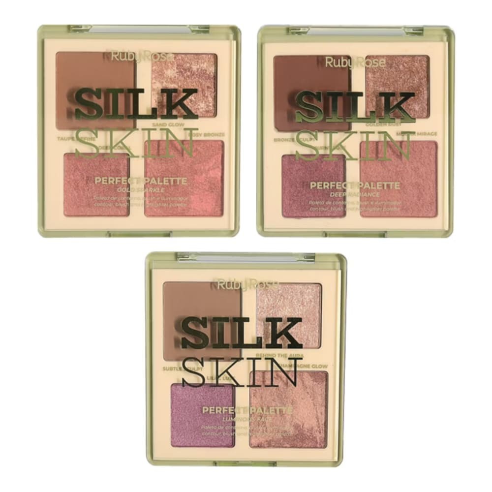 Paleta Silk Skin Perfect Paleta de Contorno, Bluh e Iluminador - Ruby Rose