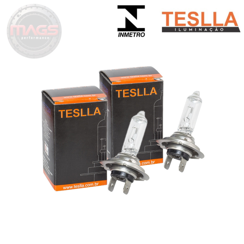 Par Lâmpadas Premium Farol H7 4300k Hálogena ORIGINAL Teslla