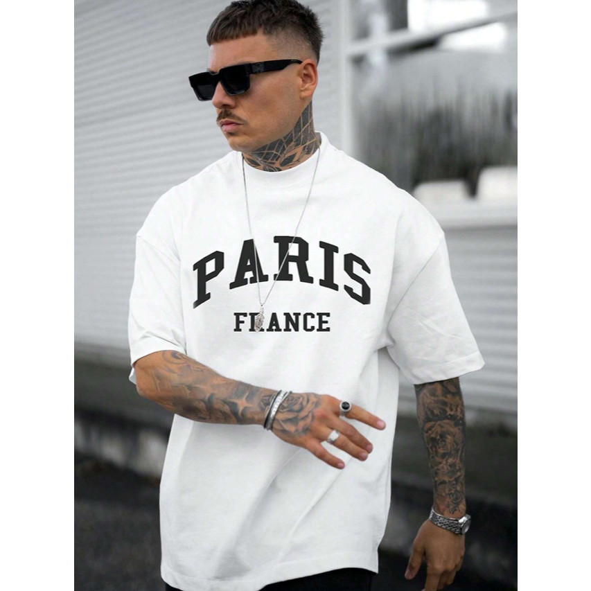 [Camiseta Premium em Algodão Puro]GXG Camiseta Oversized Paris Streetwear Caimento Gringo 100% algodão Aesthetic P ao G3