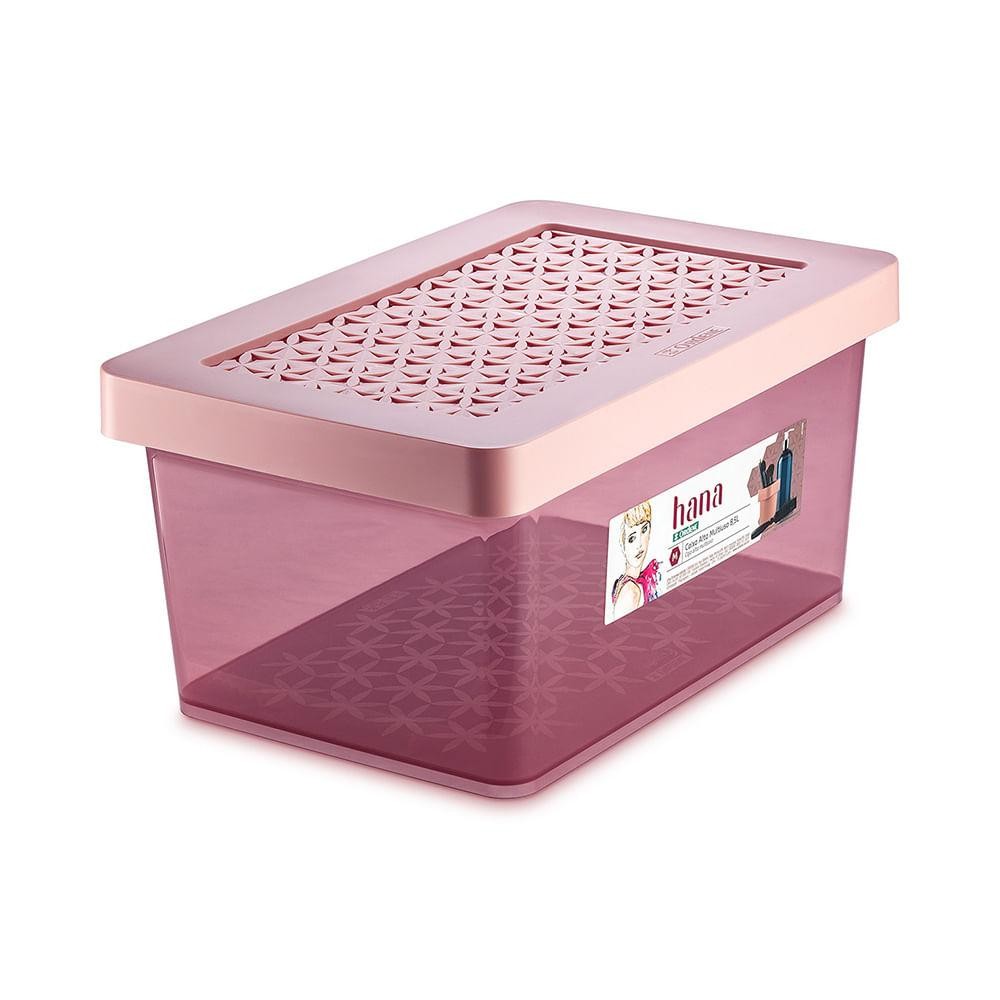 Organizador Plástico Multiuso Alto Rosé 8,5L Hana Ordene em Oferta na Shopee