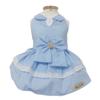 Roupa Pet Vestido Condessa femea fantasia cinderela princesa azul bebe cachorrinha roupinha fofa