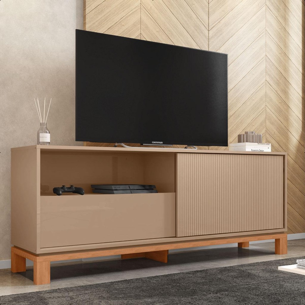 Bancada Rack Para TV até 55 Polegadas Jace Marrom Caemmun em Oferta na Shopee