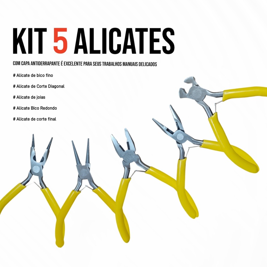 5 Kit Jogo de Alicates p/ Corte Eletrônico Artesanato & Bijuterias