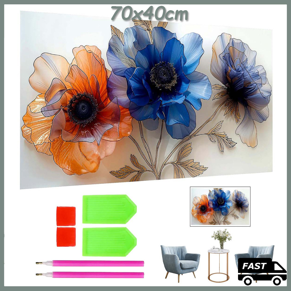 70x40cm 5D DIY  flor de vidro Quadrado Pintura Com Diamante Broca Completa Arte Artesanato Decoração Diamond Painting
