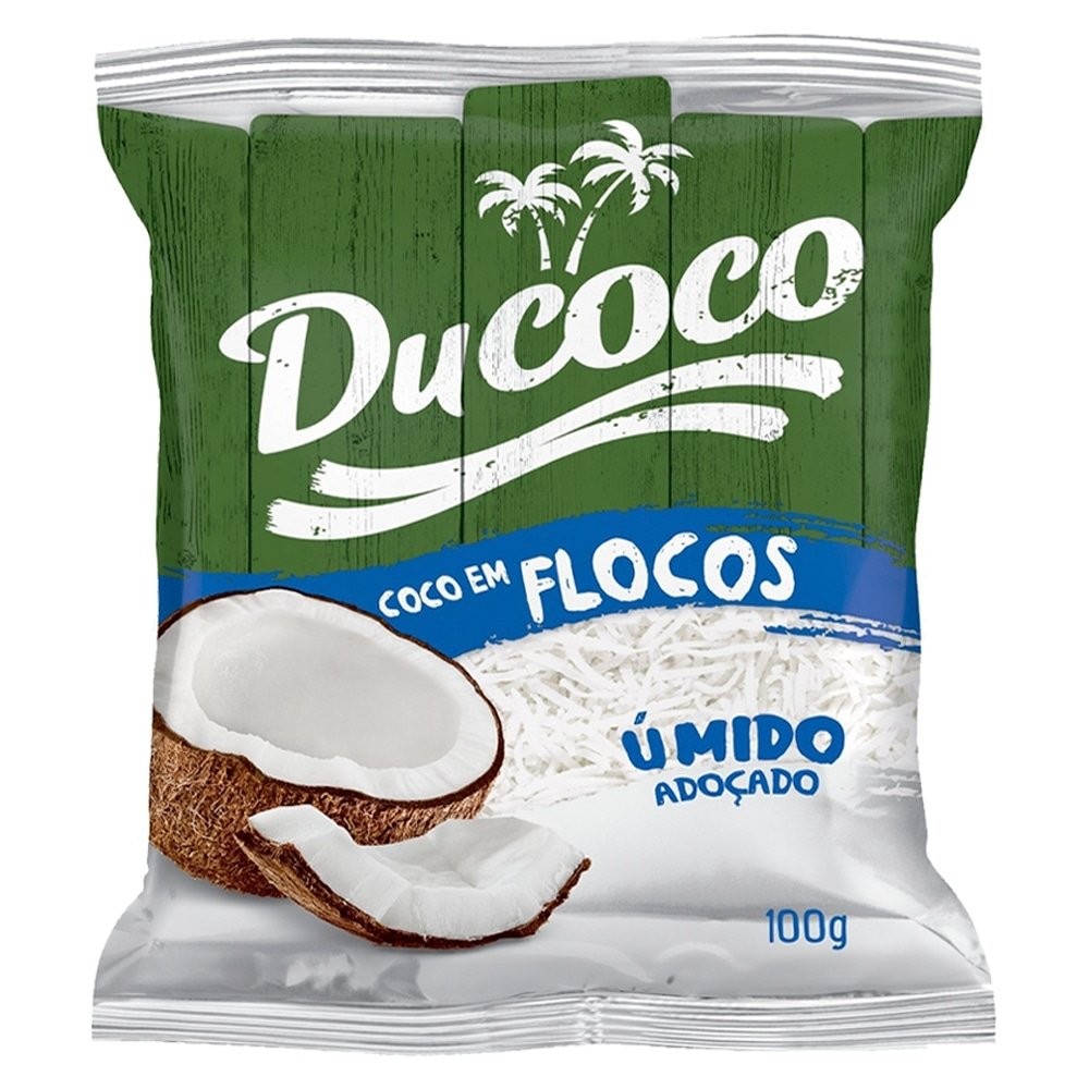 Coco em Flocos Úmido e Adoçado Ducoco 100g - Embalagem com 24 Unidades em Oferta na Shopee