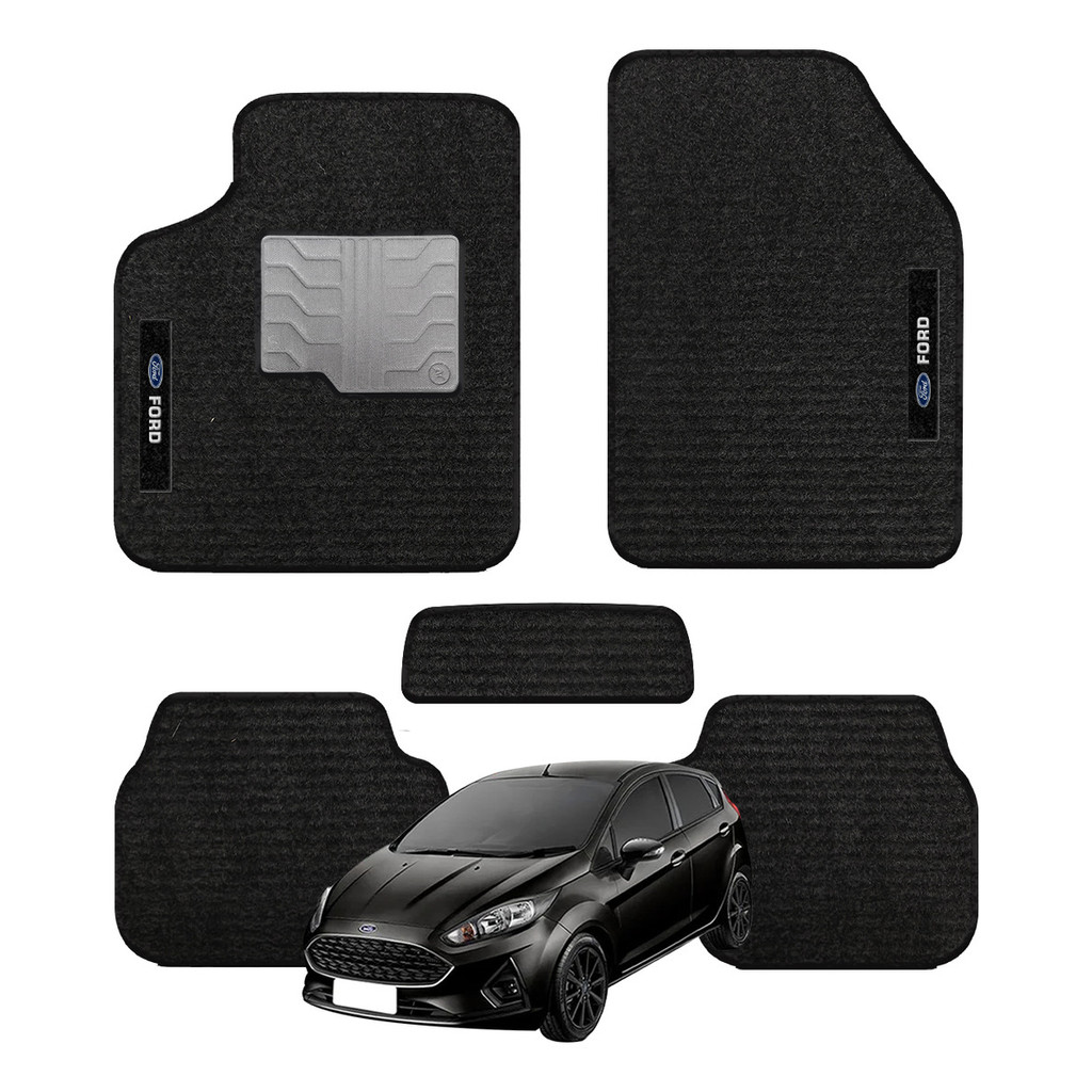 Kit de tapetes 5 peças específico New Fiesta 2014 15 16 ... 22 23 2024 Carpete Preto