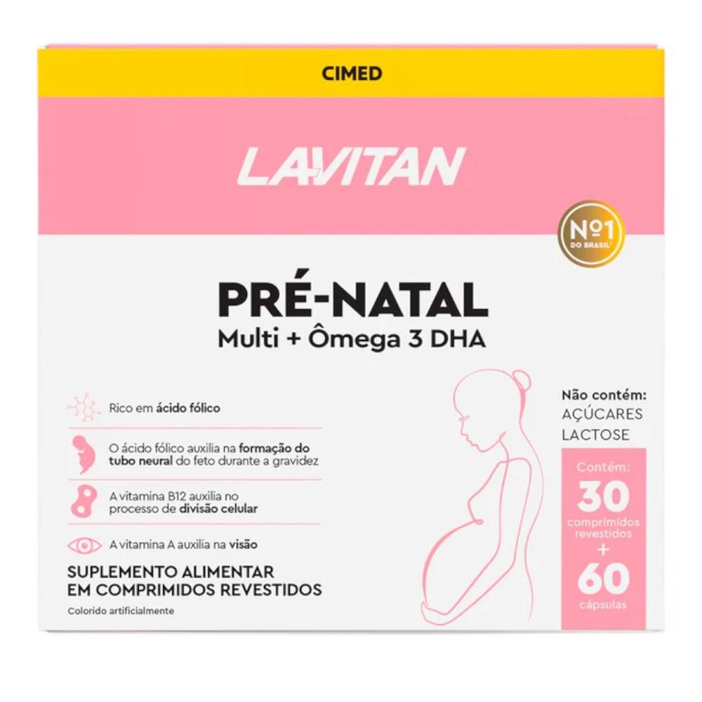 Lavitan Pré-natal Multivitamínico + Ômega 3 - 90 Capsulas