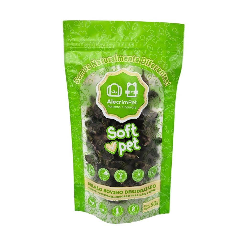 Soft Pet Pulmão Bovino Petisco Natural para Cães e Gatos 50gr - Alecrim Pet