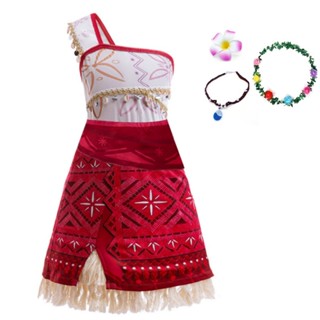 Crianças Menina Moana Vestido De Verão Sem Mangas Festa Aniversário Traje cosplay Princesa Conjunto Acessório em Oferta na Shopee