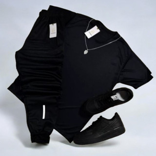 Conjunto Dry Fit Liso Camisa + Calça Jogger Refletivel em Oferta na Shopee