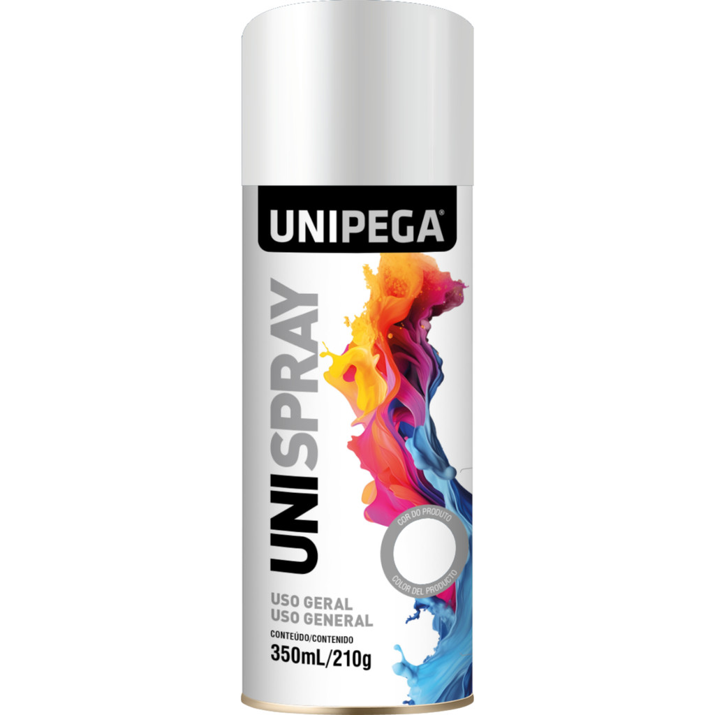 TINTA SPRAY UNIPEGA USO GERAL FOSCO 350ML BRANCO OU PRETO em Oferta na Shopee