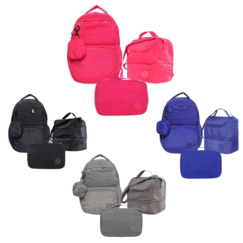 Jogo 3 Peças Mochila + Estojo + Lancheira Térmica Escolar Viagem Estilo Marmita Resistente Ergonômica - Wincy