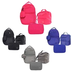 Jogo 3 Peças Mochila + Estojo + Lancheira Térmica Escolar Viagem Estilo Marmita Resistente Ergonômica - Wincy