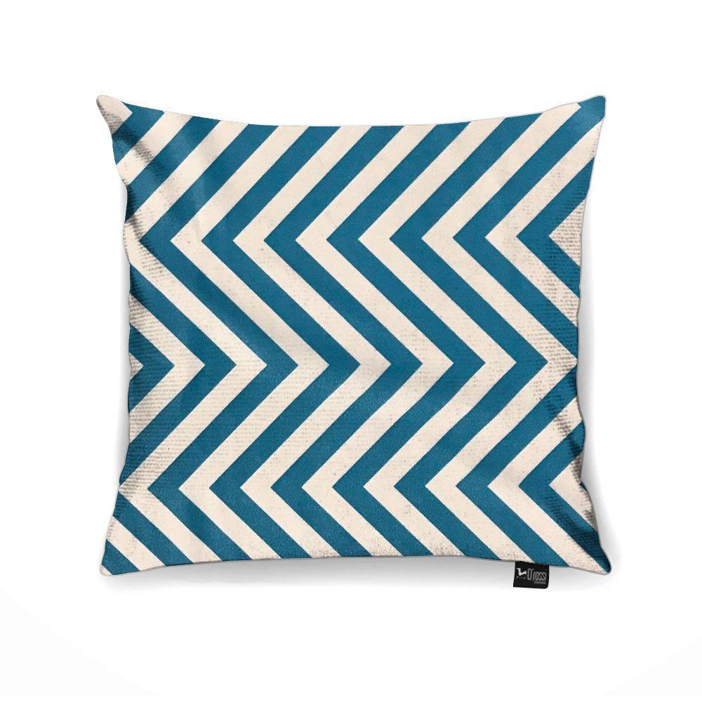 Capa para Almofada Tecido Estampado Zig Zag Azul Turquesa D90 45x45 cm - D'Rossi