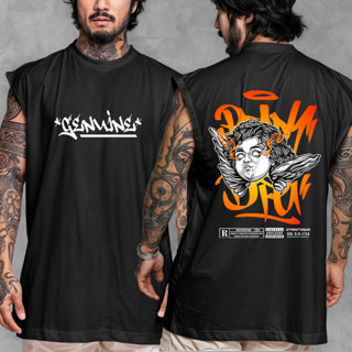 Camiseta Regata Oversized Streetwear Estampada Angel Sinner Em Algodão em Oferta na Shopee