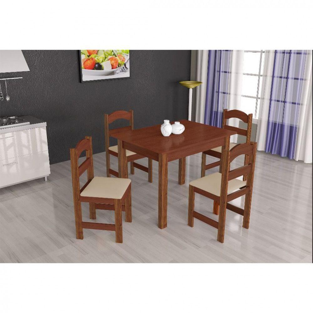 Mesa Arauna Com 4 Cadeiras Primavera Amendoa/Bege