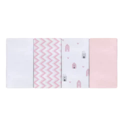 Kit Pano De Boca Bebê Papi Karinho Flanelado - 04 Peças
