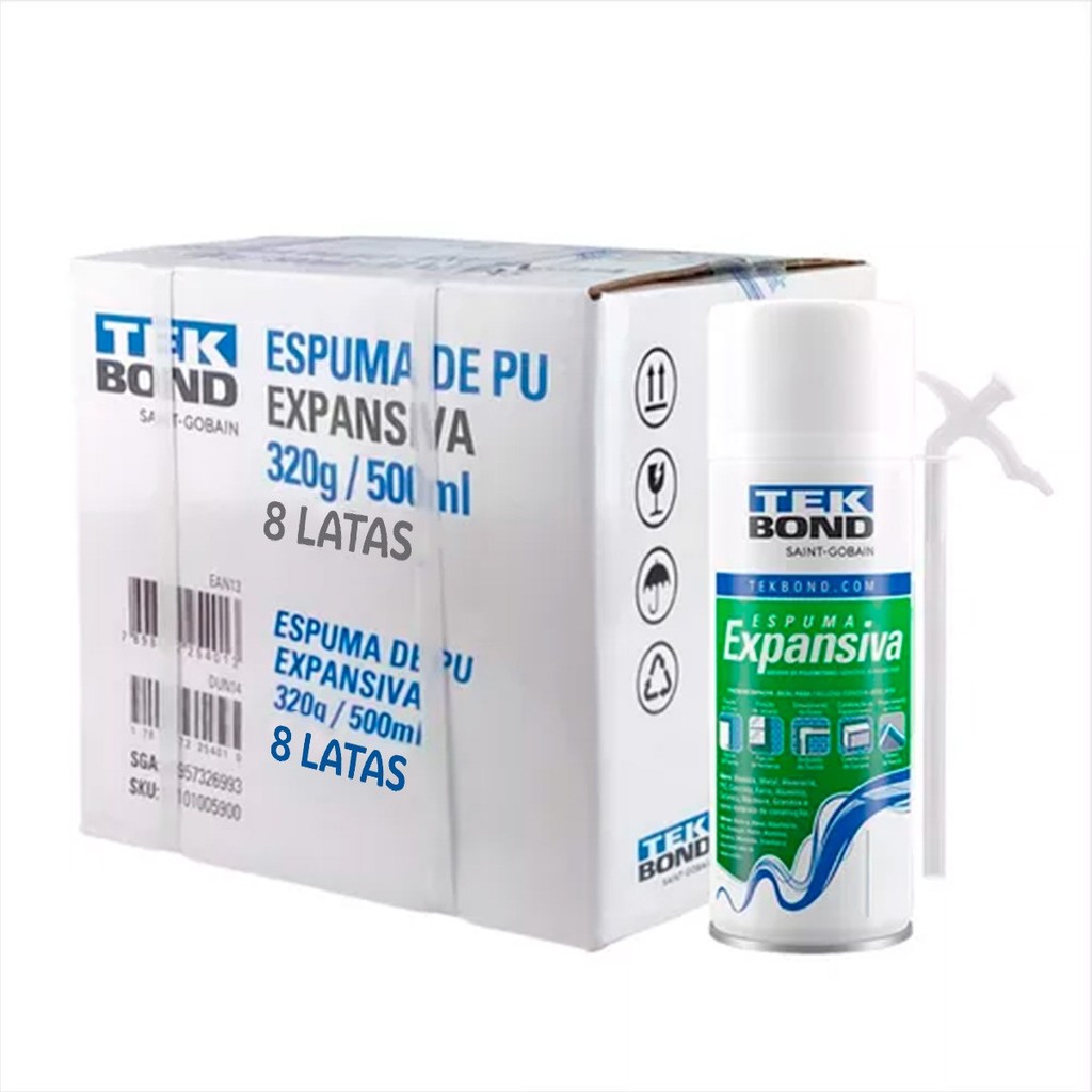 Espuma Expansiva 500ml/340g Poliuretano Expansível - Kit 8