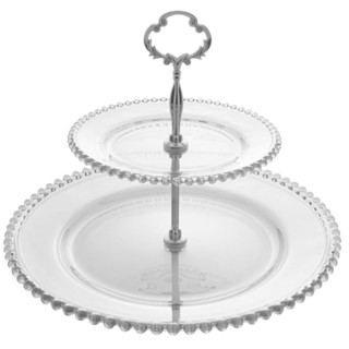 Prato Duplo P/ Doces de Cristal Pearl 32x25cm - Wolff