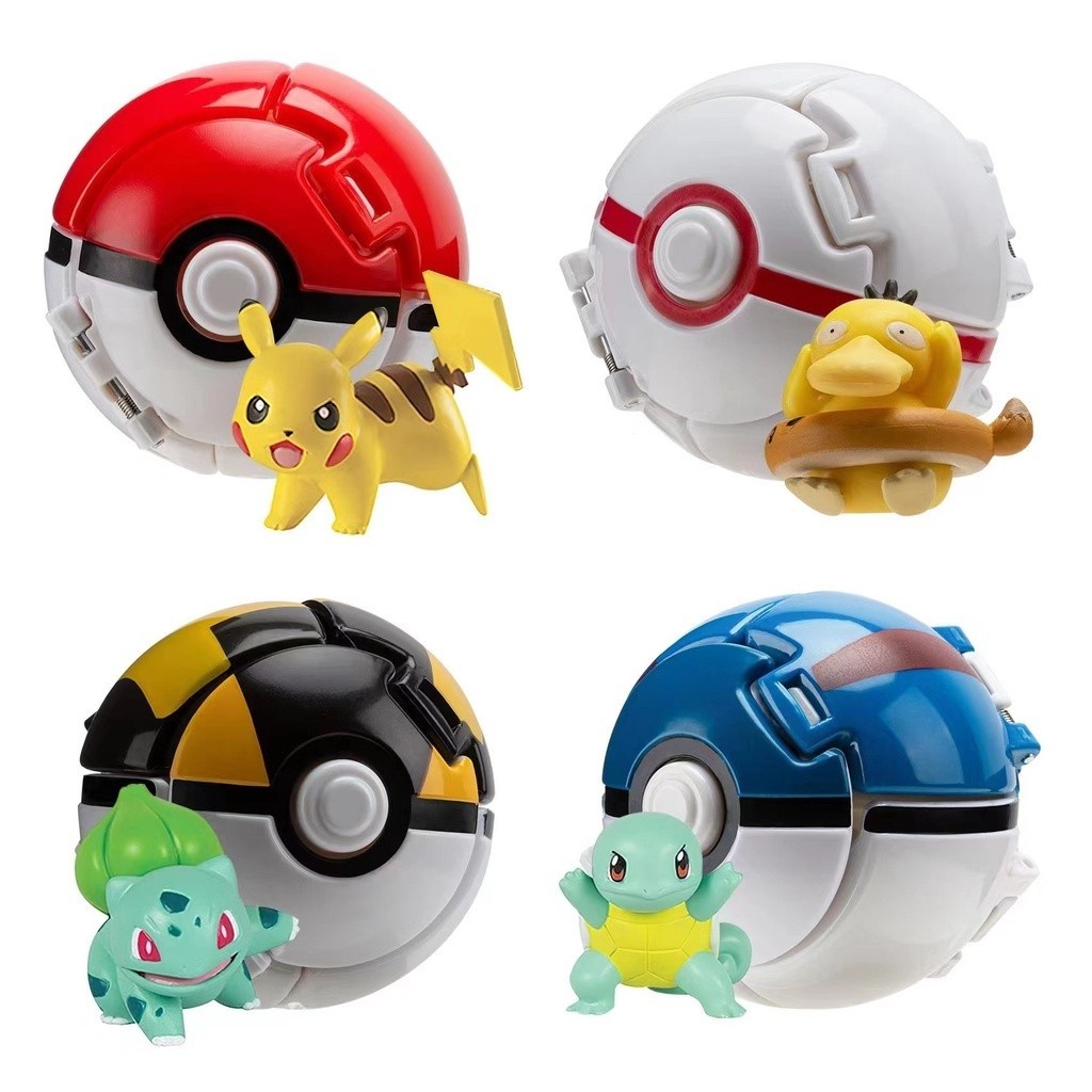 Jogar Pokeball Saltar Automaticamente Com Pokémon Figura Pikachu Anime Ação