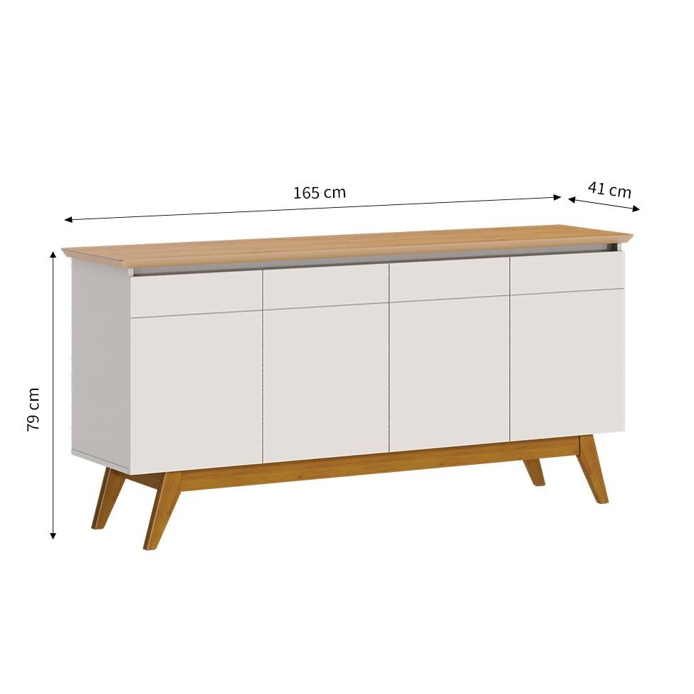 Detalhes do Buffet Classic 4 PT Off White e Nature