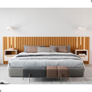 Cabeceira Ripada de Casal com Led Locarno Nature Pérola em Oferta na Shopee